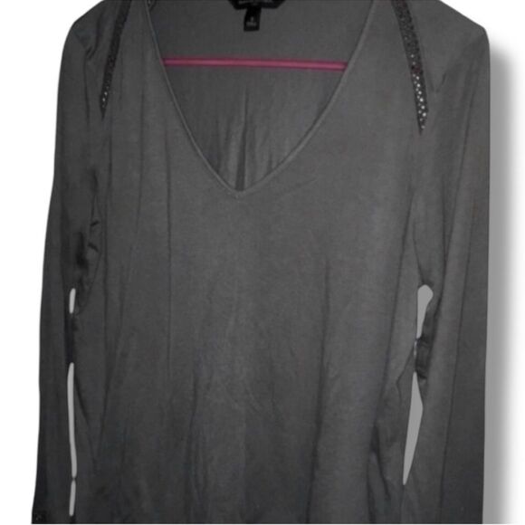 Banana Republic Factory Grey Cutout Details Long Sleeve Top Size Small EUC - Picture 8 of 16